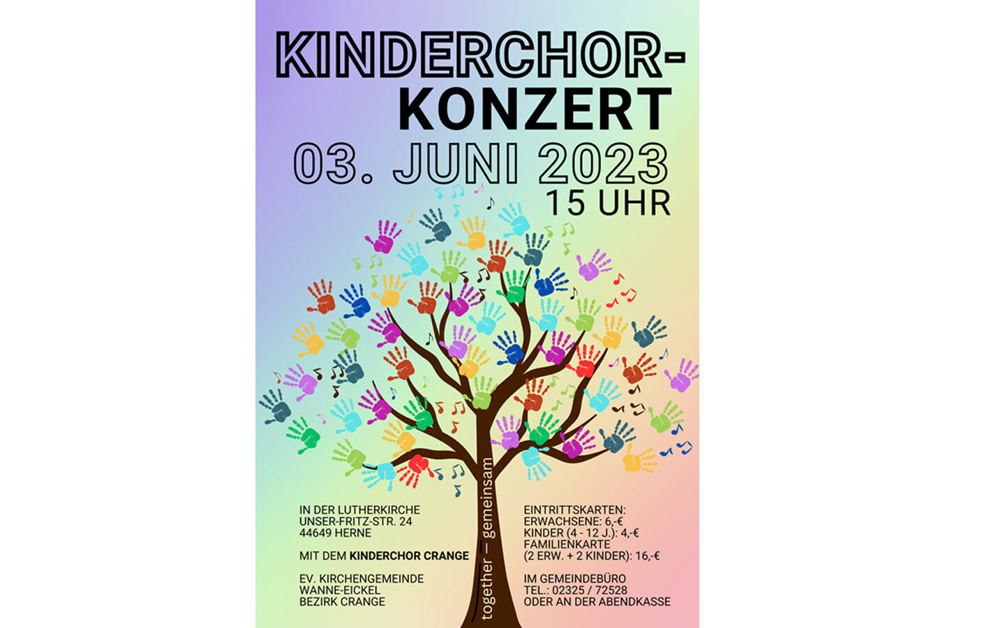 03.06.: Kinderchor-Konzert in der Lutherkirche in Crange – „gemeinsam – together“