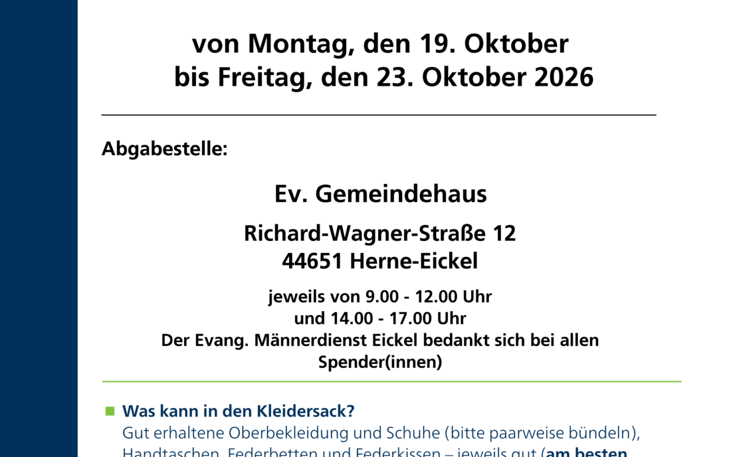Eickeler Männerdienst sammelt für Bethel